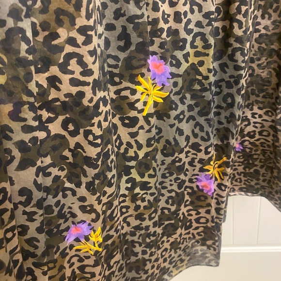 Cynthia Rowley Maxi Midi Dress Womens Small Brown Black Leopard Print Ruffle - Picture 7 of 7